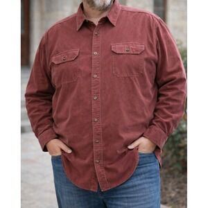 Woolrich Heavyweight Button Down Work Shirt Mens 2XL Brick Red Utility Overshirt